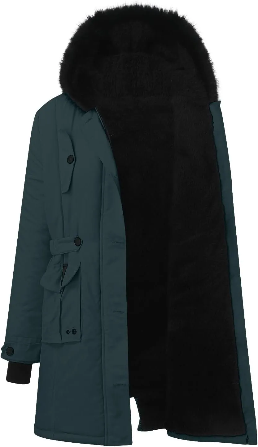 Women Thicken Quilted Coats 2024 Winter Warm Fleece Jackets Loose Fit Long Sleeve Overcoat with Pocket Daily Outwear