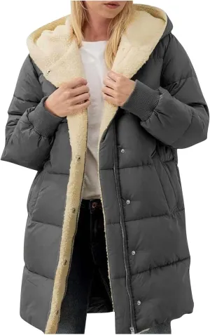Women's 2024 Winter Clothes Oversized Shearling Fleece Long Coats Jackets Full Zip Reversible Coats Versatile Coats