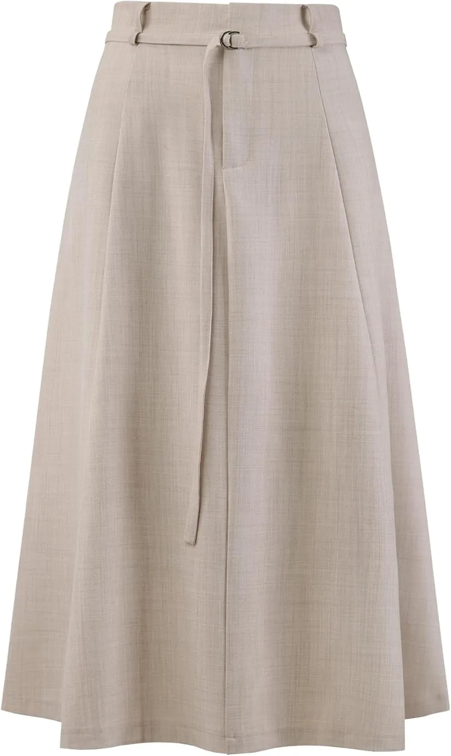 Women's A-Line Skirt with Pockets Elastic High Waist Maxi Skirt