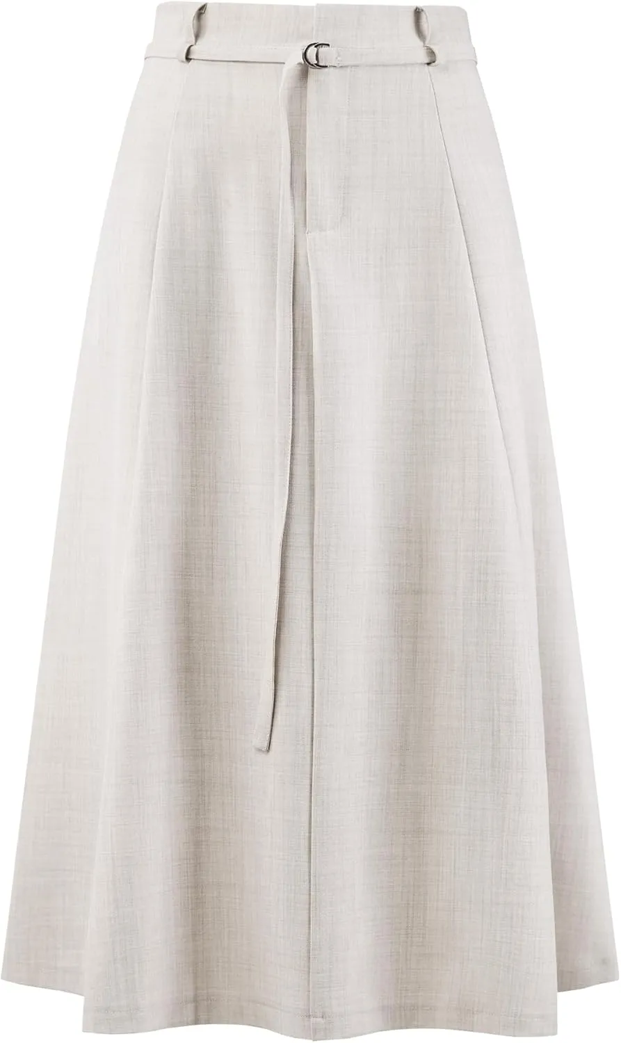 Women's A-Line Skirt with Pockets Elastic High Waist Maxi Skirt