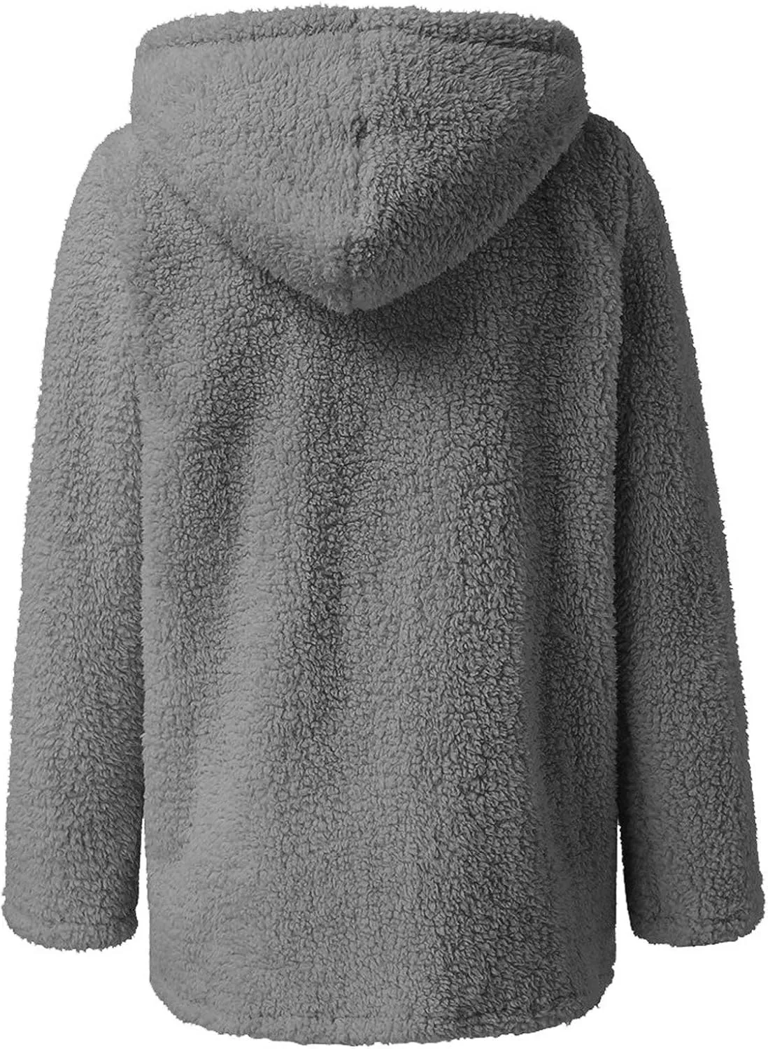 Womens Casual Plush Warm Winter Jacket Fuzzy Fleece Hooded Trench Fashion Hoodie Long Sleeve Zip Up Open Front Cardigan