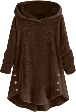 Womens Coats Winter Puffer Coat Winter Coats Loose Plush Solid Color Single Breasted Pocket Hood Zipper Jacket Coats