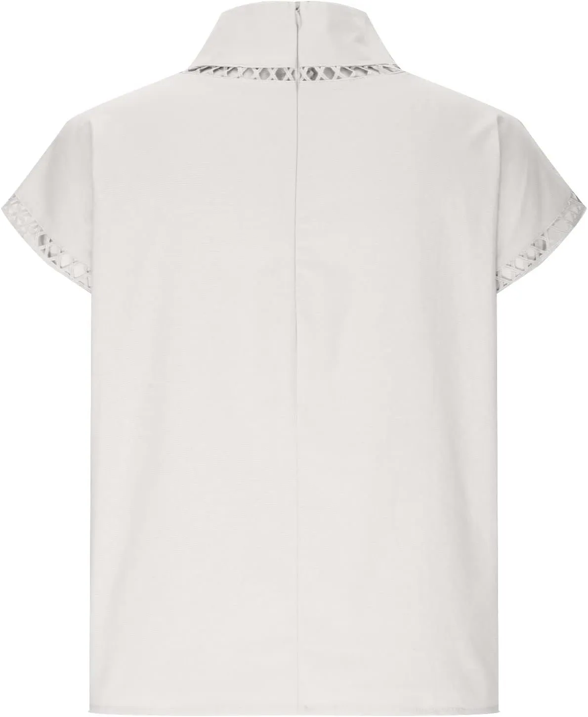 Women's Cotton Linen Tops Mock Turtleneck Summer T-Shirt Casual Hollow Out Cap Sleeve Shirts Loose Solid Blouse