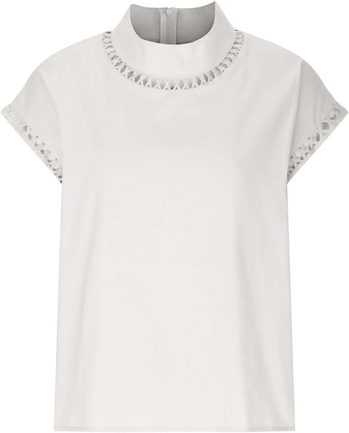Women's Cotton Linen Tops Mock Turtleneck Summer T-Shirt Casual Hollow Out Cap Sleeve Shirts Loose Solid Blouse