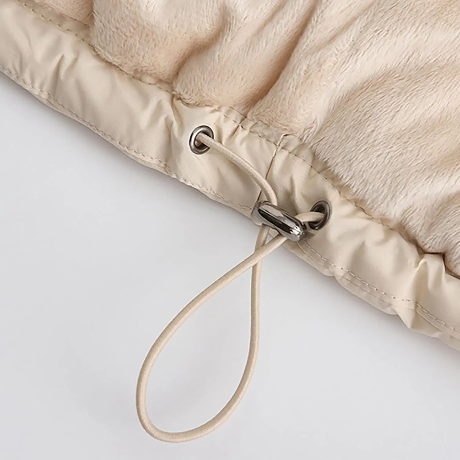 Women's Crop Puffer Jacket Warm Thickened Zip Up Down Jacket Quilted Parkas Faux Fur Removable Hood Outerwear Pockets