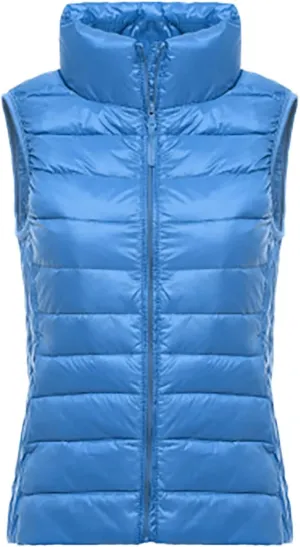 Womens Cropped Puffer Vest Lightweight Packable Quilted Gilet Casual Loose Sleeveless Zip Up Down Coat Outdoor Outwear