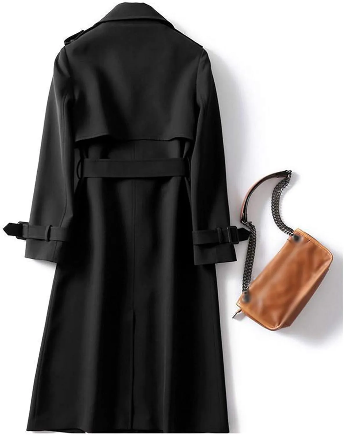 Womens Double Breasted Long Trench Coat Elegant Windbreaker Wild Winter Women'S Coat Double-Breasted Long Pedcoat