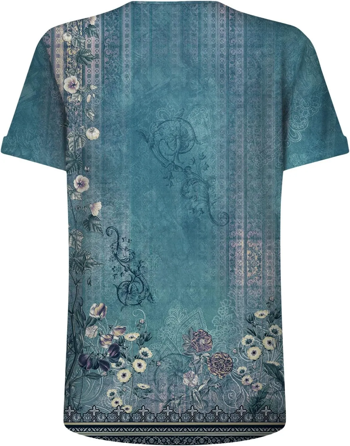 Womens Dressy Tops, Women's Fashion Casual Short Sleeve Flower Print Round Neck Pullover Top Blouse