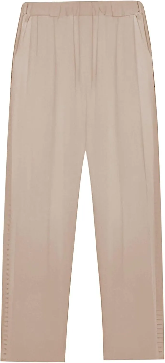 Womens Linen Pants with Pockets Drawstring Capri Pants with Pockets Wide Leg Cropped Pants Pants Drawstring Loose