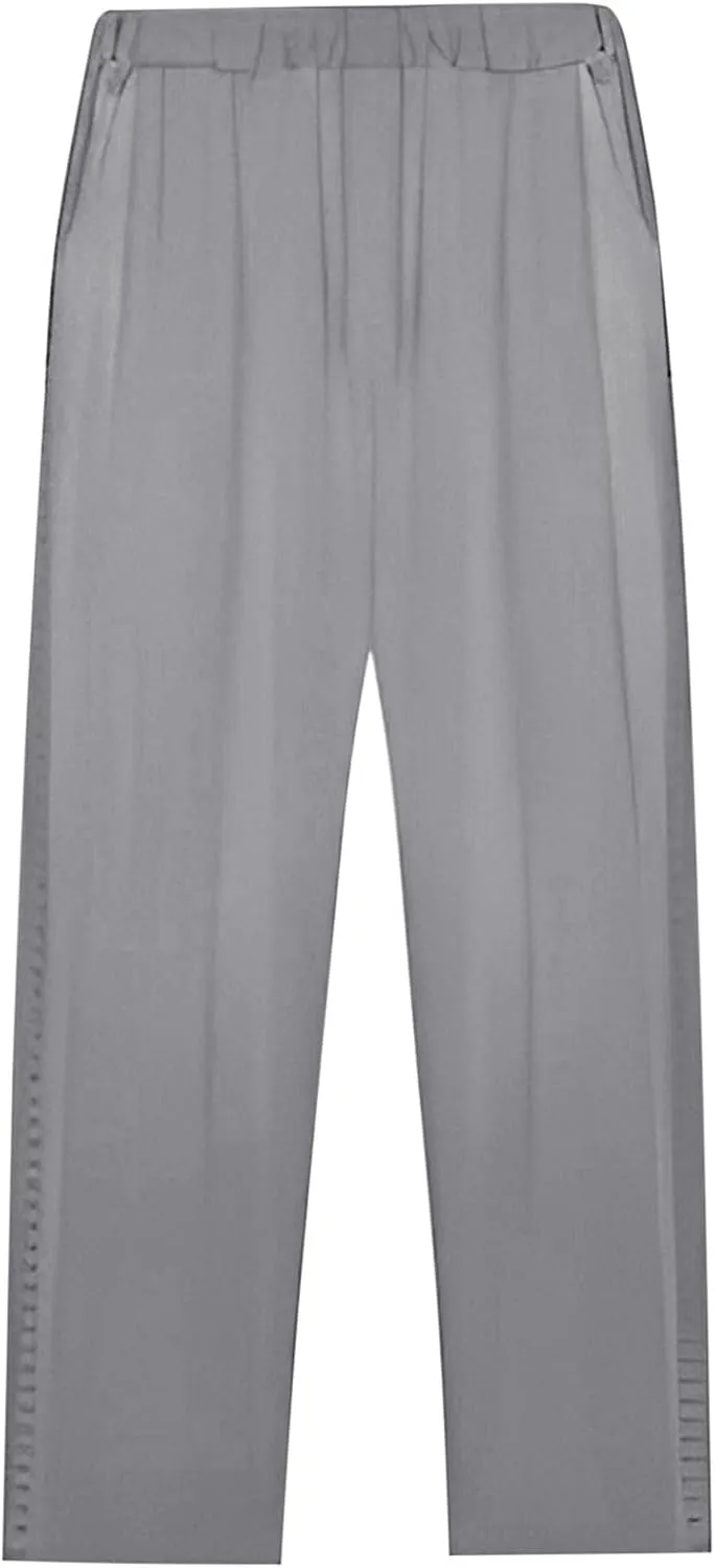 Womens Linen Pants with Pockets Drawstring Capri Pants with Pockets Wide Leg Cropped Pants Pants Drawstring Loose