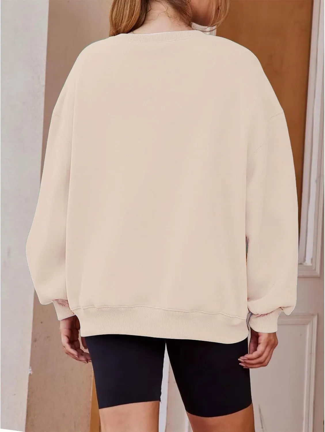 Women's Oversized Graphic Letter Print Sweatshirts Casual Crewneck Long Sleeve Fleece Pullover Tops Preppy Shirts