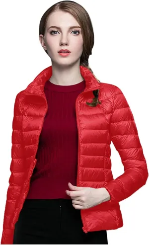 Women's Packable Ultra Light Weight Short Down Jacket Packable Full-Zip Short Puffer Jacket
