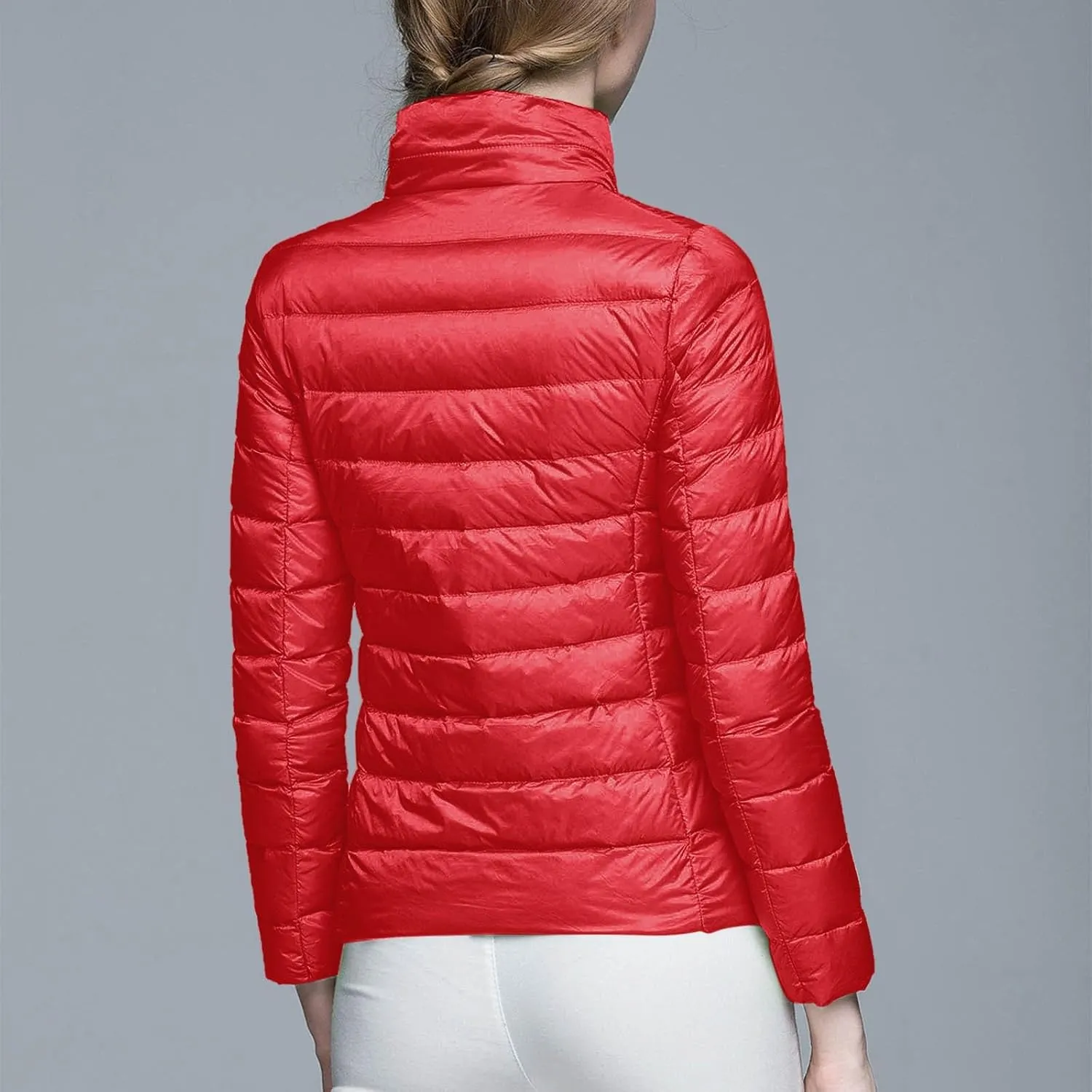 Women's Packable Ultra Light Weight Short Down Jacket Packable Full-Zip Short Puffer Jacket