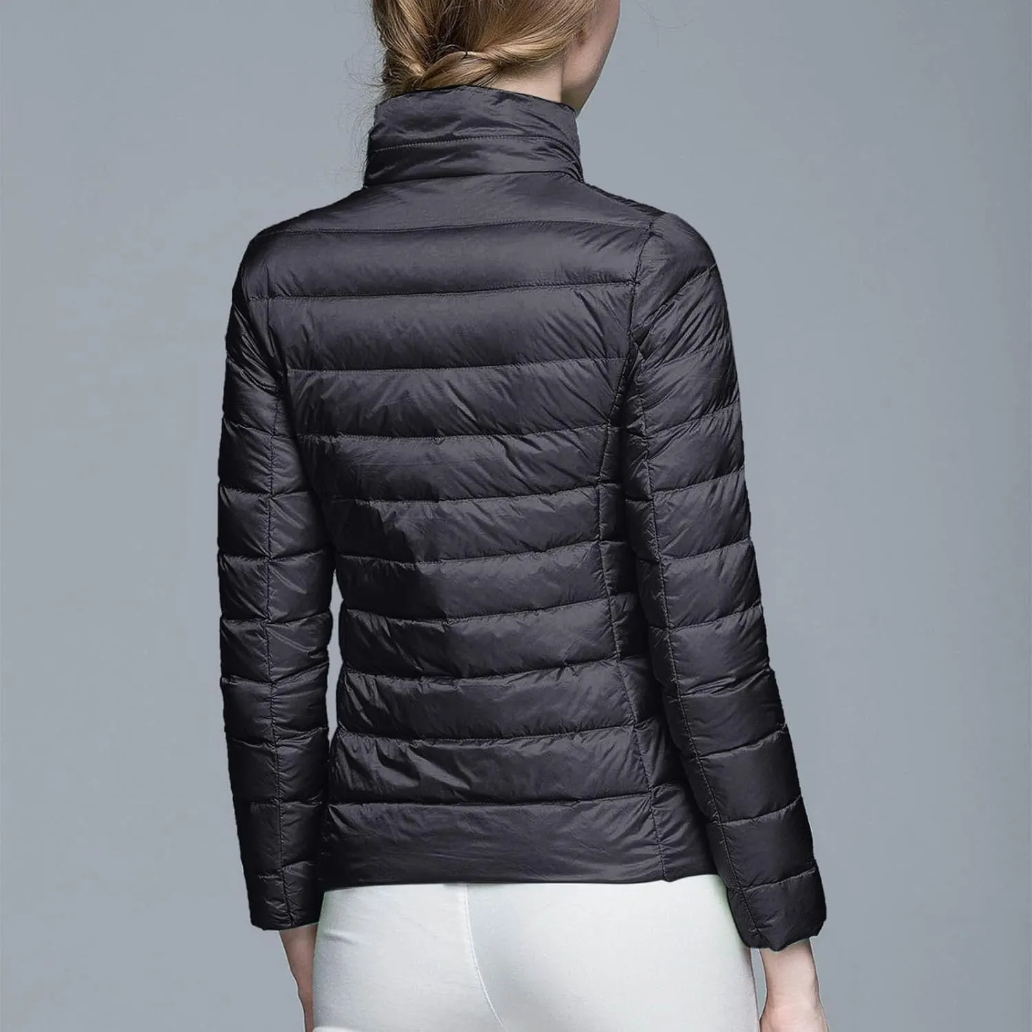 Women's Packable Ultra Light Weight Short Down Jacket Packable Full-Zip Short Puffer Jacket