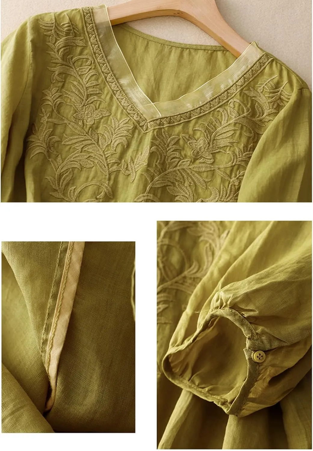 Womens Peasant Tops and Blouses Mexican V Neck Cotton Linen T-Shirts Summer Embroidered Short Sleeve Blouse