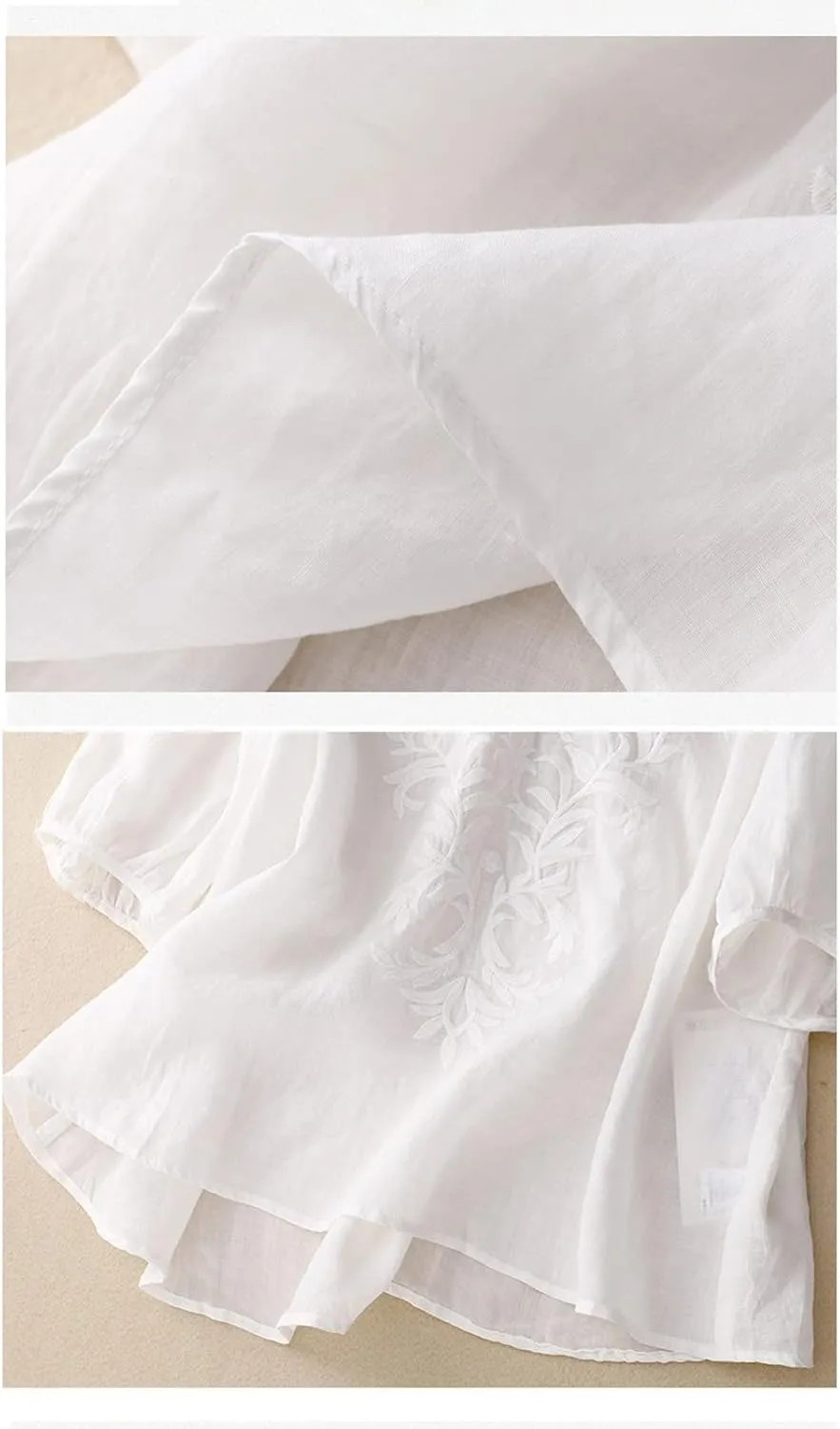 Womens Peasant Tops and Blouses Mexican V Neck Cotton Linen T-Shirts Summer Embroidered Short Sleeve Blouse