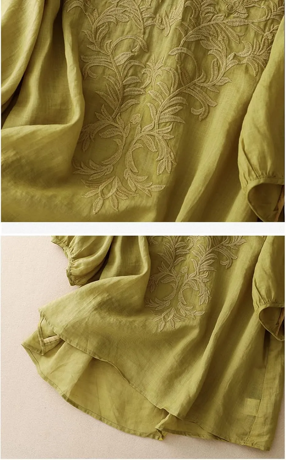Womens Peasant Tops and Blouses Mexican V Neck Cotton Linen T-Shirts Summer Embroidered Short Sleeve Blouse