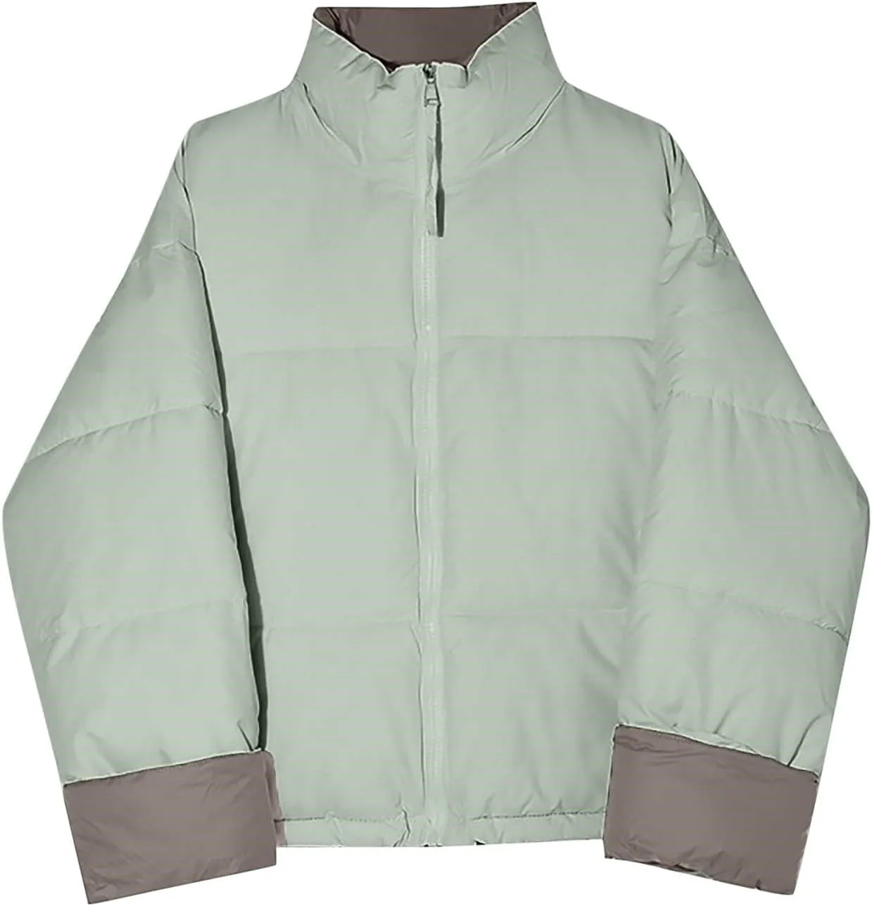 Womens Puffer Coat Quilted Sherpa Fleece Lined Puffy Jackets Full Zip Up Bomber Winter Warm Outwear Pockets