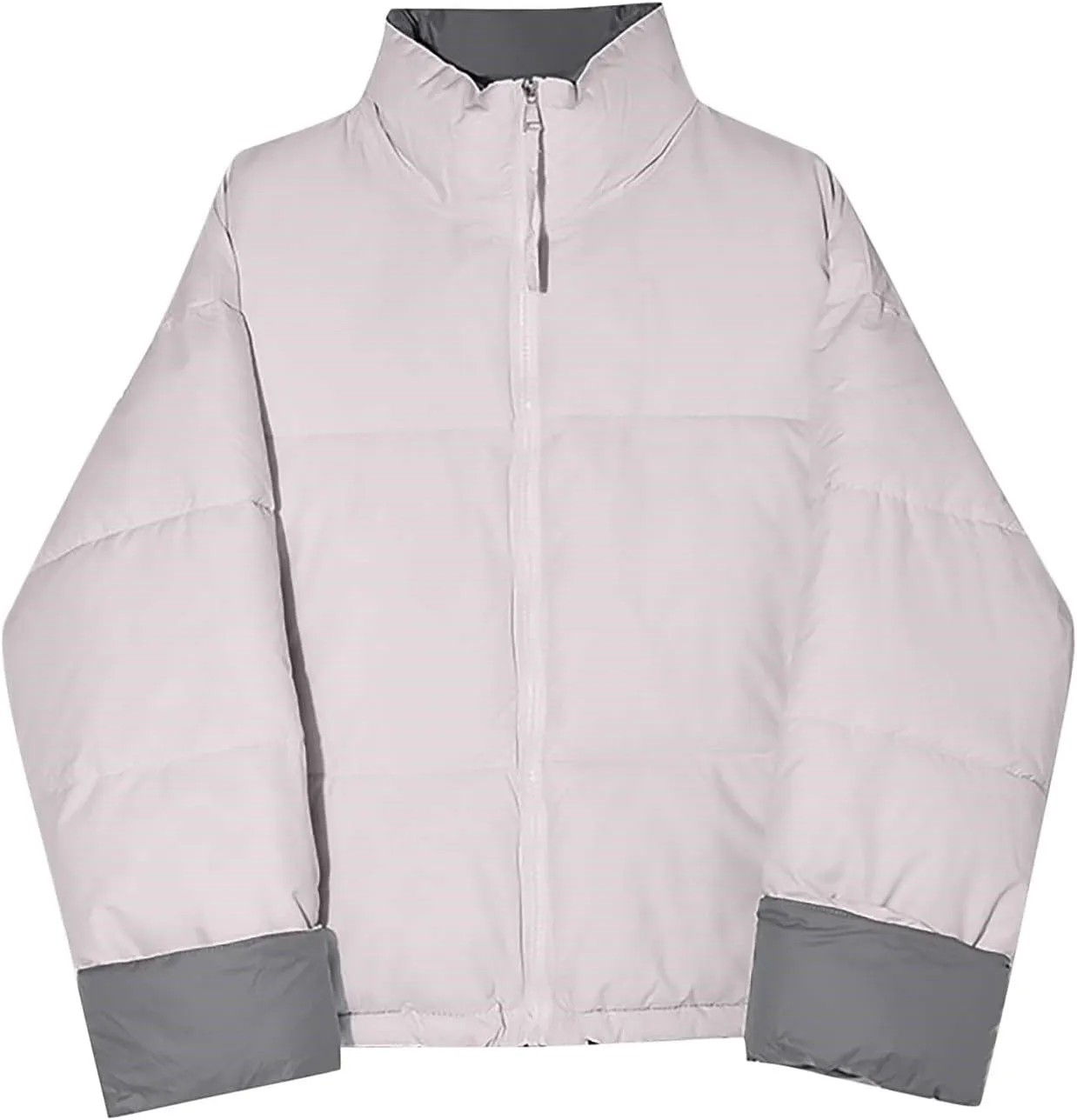 Womens Puffer Coat Quilted Sherpa Fleece Lined Puffy Jackets Full Zip Up Bomber Winter Warm Outwear Pockets