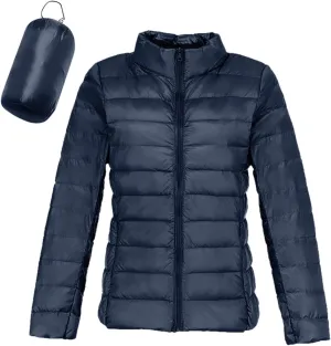 Womens Puffer Jacket Warm Hooded Down Jacket Packable Short Fall Jacket Zip Cardigan Winter Coats with Pockets