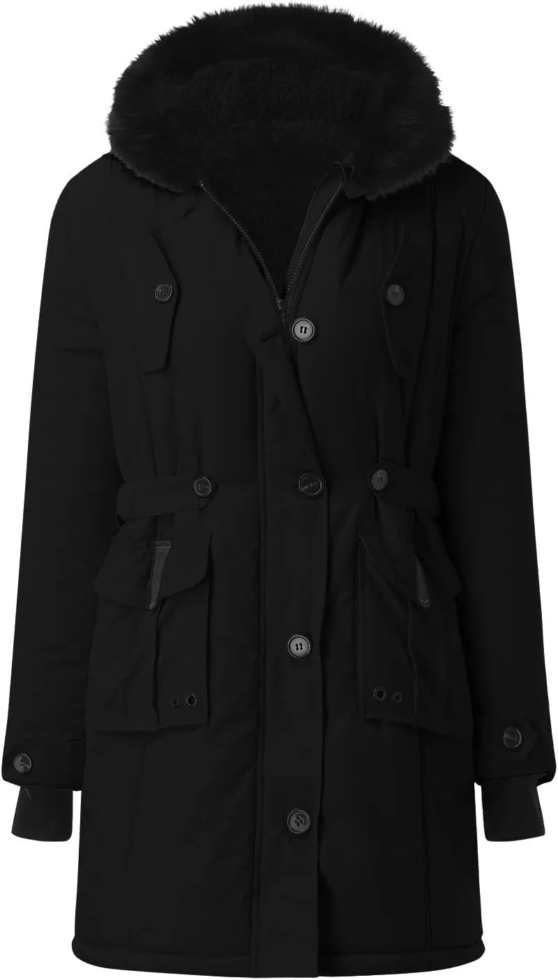 Womens Puffer Parka Jacket Coat Lapel Collar Long Sleeve Jacket Vintage Thicken Coat Jacket Womens Lightweight Down