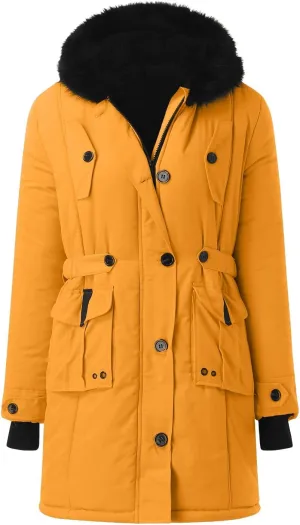 Womens Puffer Parka Jacket Coat Lapel Collar Long Sleeve Jacket Vintage Thicken Coat Jacket Womens Lightweight Down