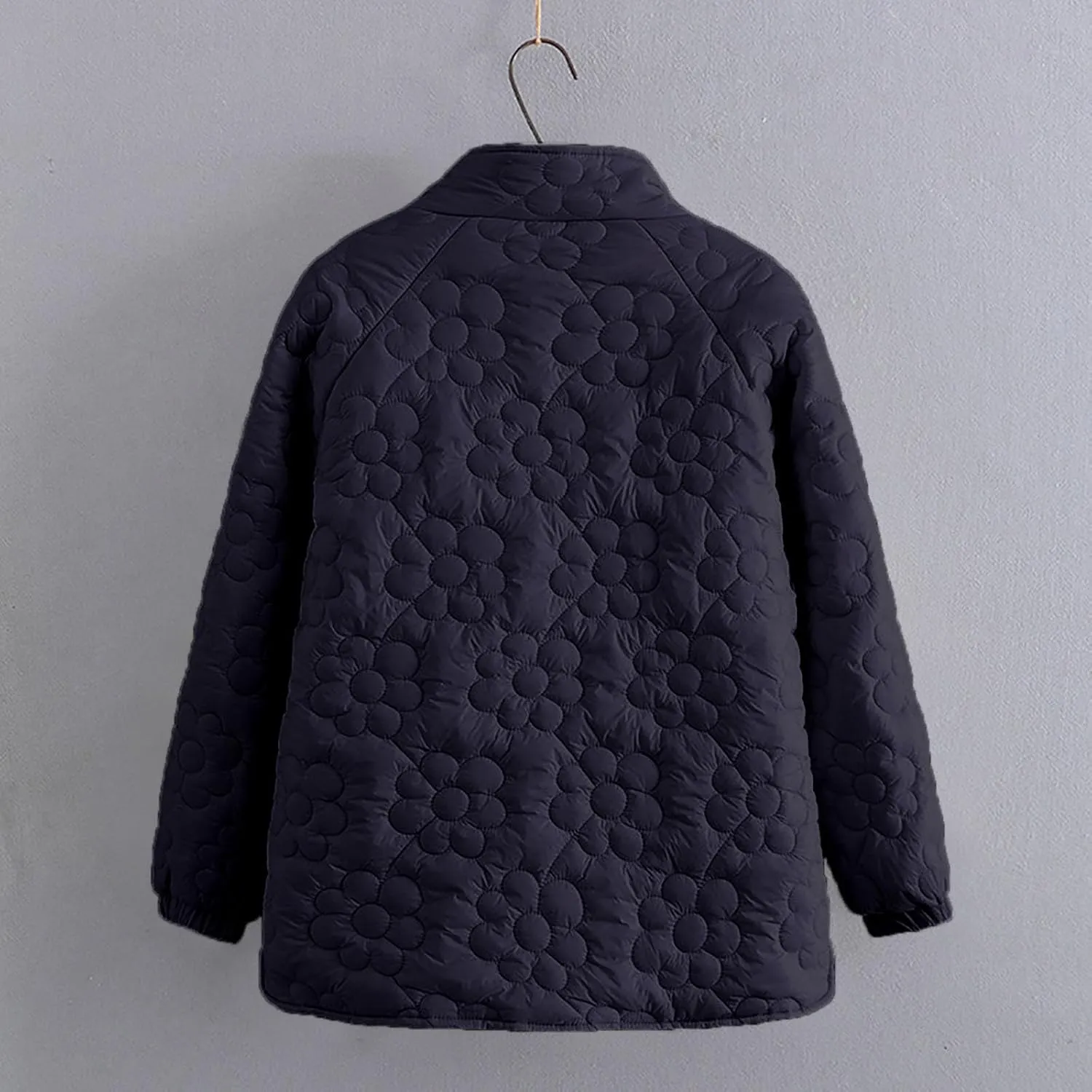 Womens Quilted Jacket Floral Print Cropped Quilted Coat Winter Warm Button Down Puffer Jacket Coat With Pockets