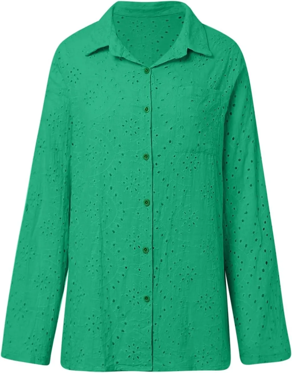 Women's Summer Tops Dressy Casual V Neck Short Sleeve Button Up Hollow Out Eyelet Lace Embroidered Blouses Shirts