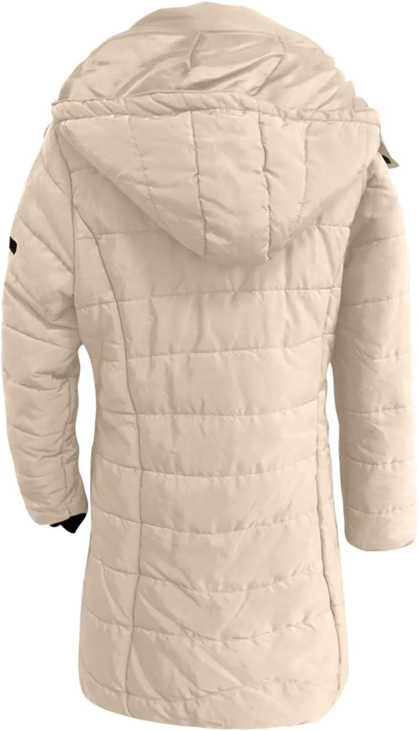 Womens Winter Coats with Hood Thicken Quilted Puffer Parka Jacket Oversized Long Sherpa Jackets Warm Bubble Coat
