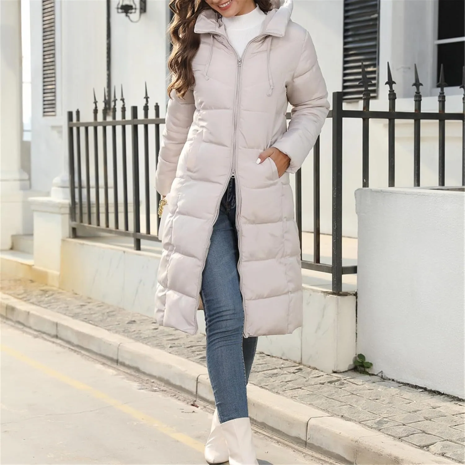 Womens Winter Jacket Jacket Hooded Puffer Jacket Lightweight Winter Coat Hooded Maxi Length Winter Jackets for Women