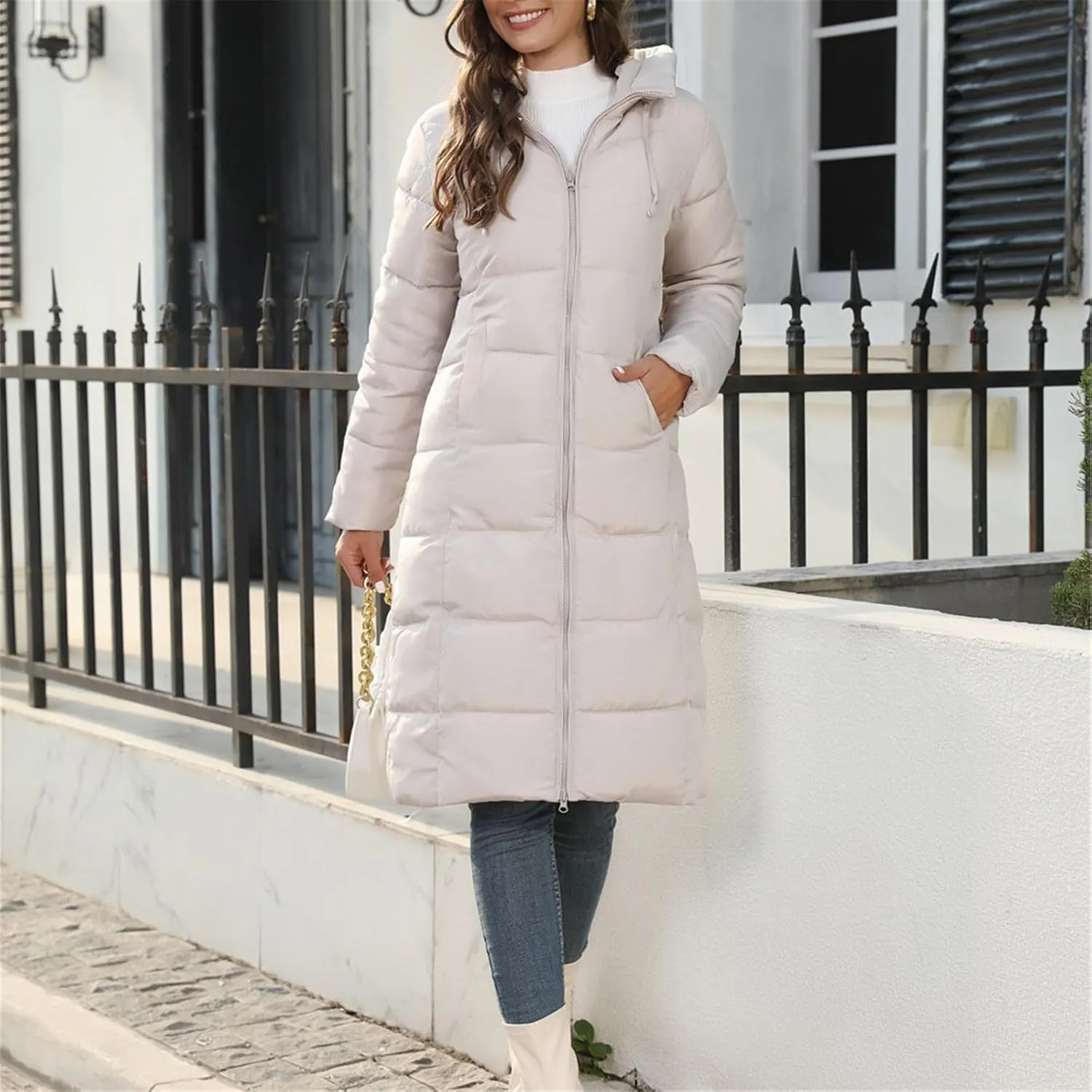 Womens Winter Jacket Jacket Hooded Puffer Jacket Lightweight Winter Coat Hooded Maxi Length Winter Jackets for Women
