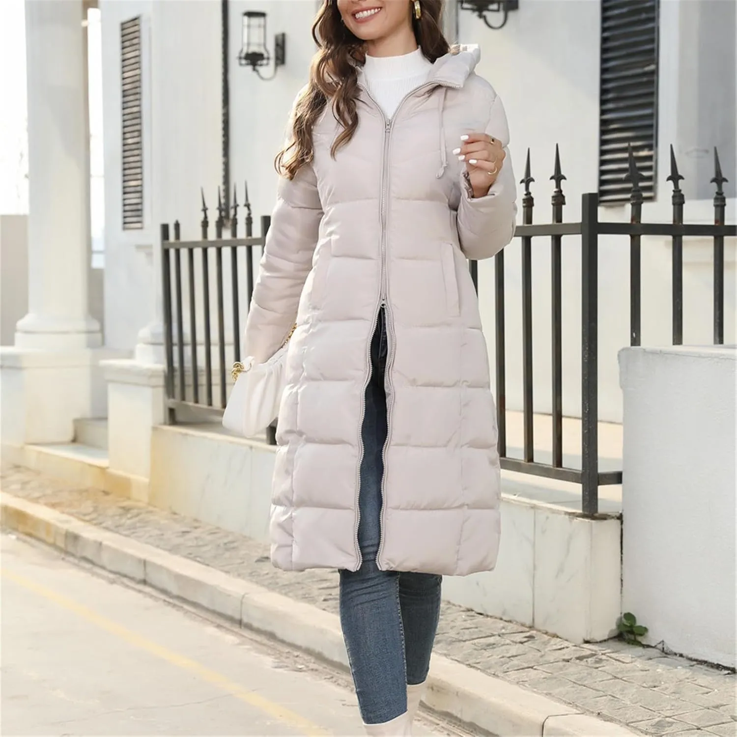 Womens Winter Jacket Jacket Hooded Puffer Jacket Lightweight Winter Coat Hooded Maxi Length Winter Jackets for Women