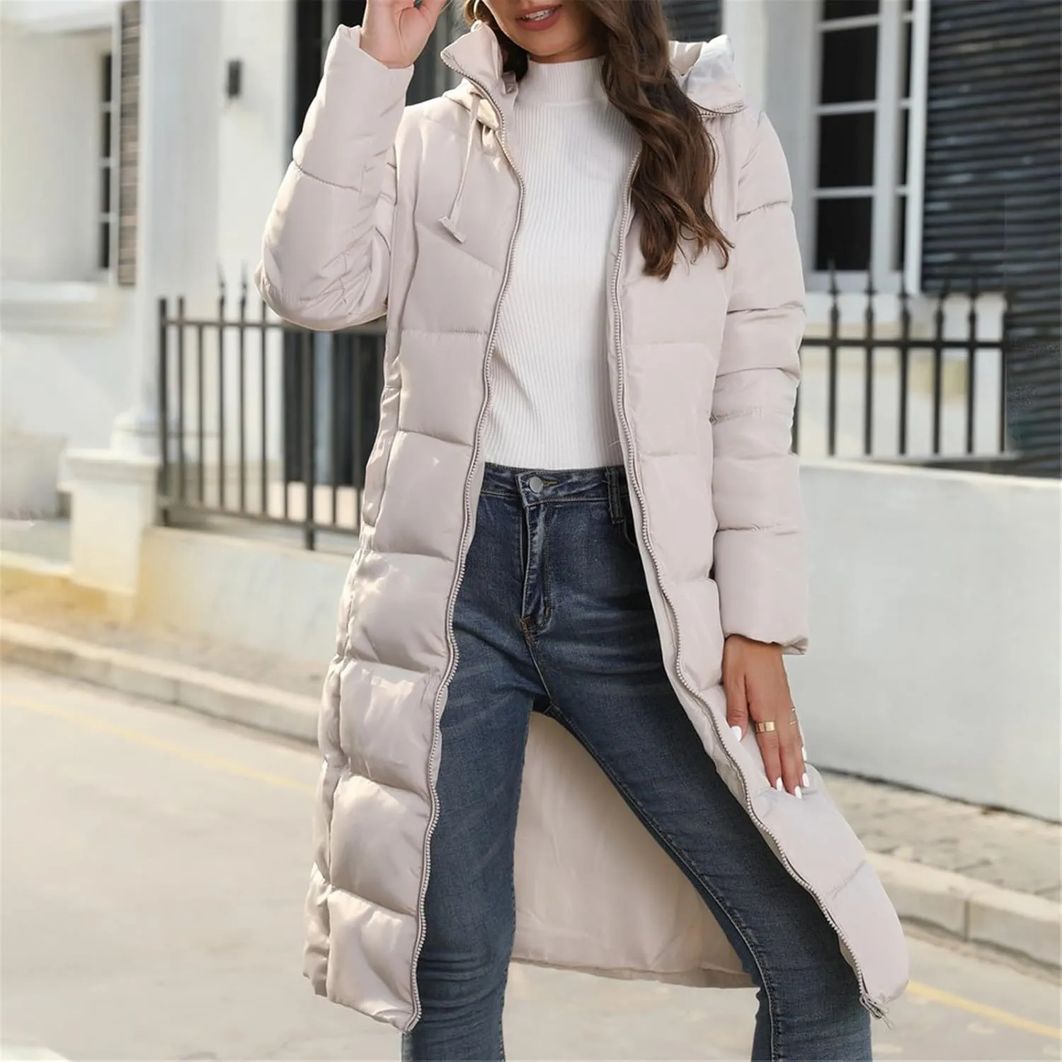 Womens Winter Jacket Jacket Hooded Puffer Jacket Lightweight Winter Coat Hooded Maxi Length Winter Jackets for Women