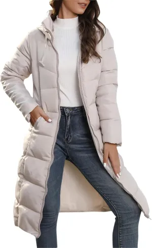 Womens Winter Jacket Jacket Hooded Puffer Jacket Lightweight Winter Coat Hooded Maxi Length Winter Jackets for Women