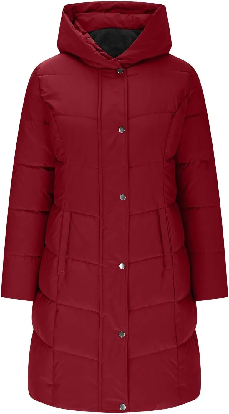 Women's Winter Jacket Plus Size Sherpa Fleece Lined Down Jacket Heavyweight Warm Parka Thicken Puffer Coat with Hood