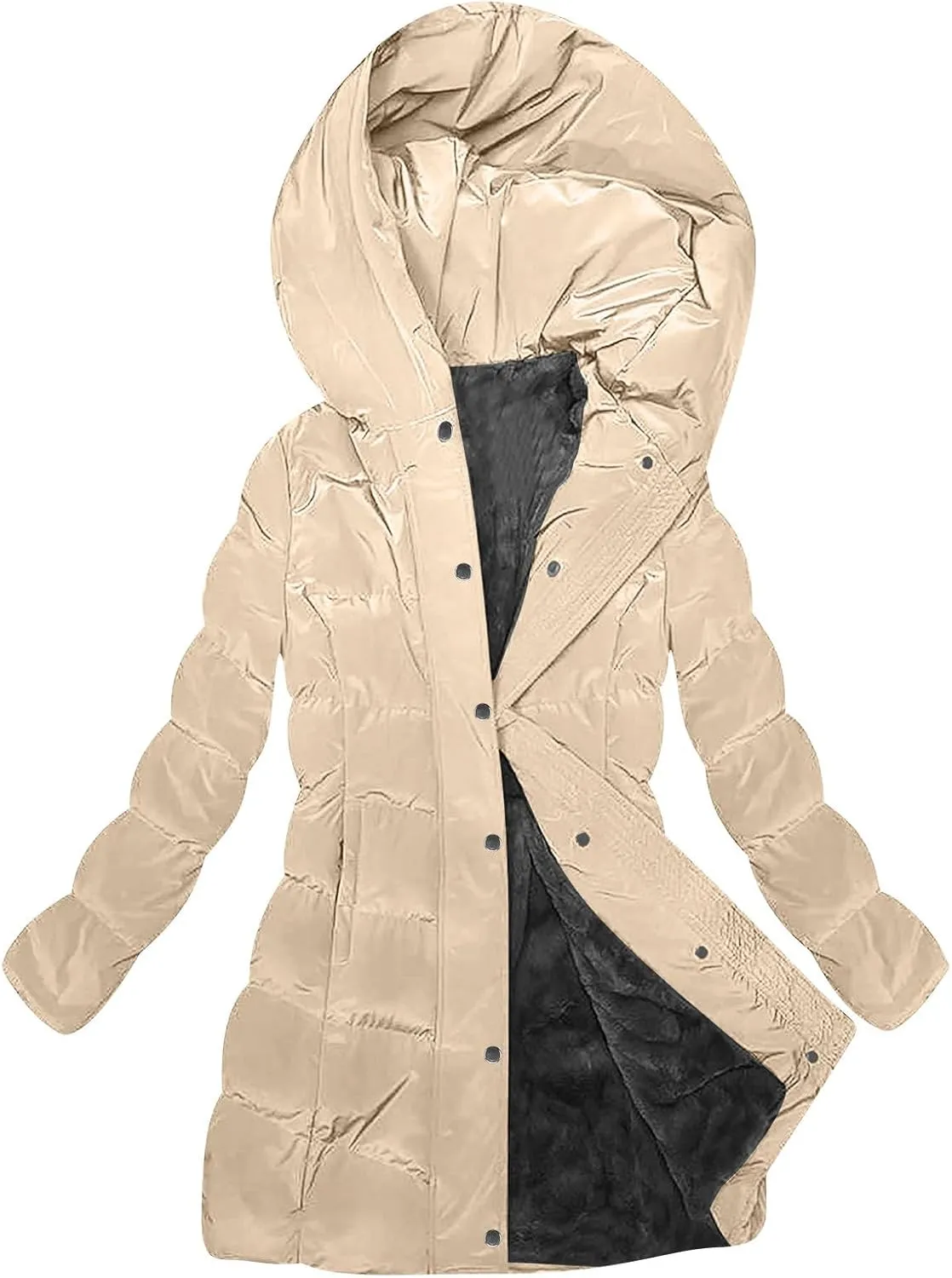 Women's Winter Jacket Plus Size Sherpa Fleece Lined Down Jacket Heavyweight Warm Parka Thicken Puffer Coat with Hood