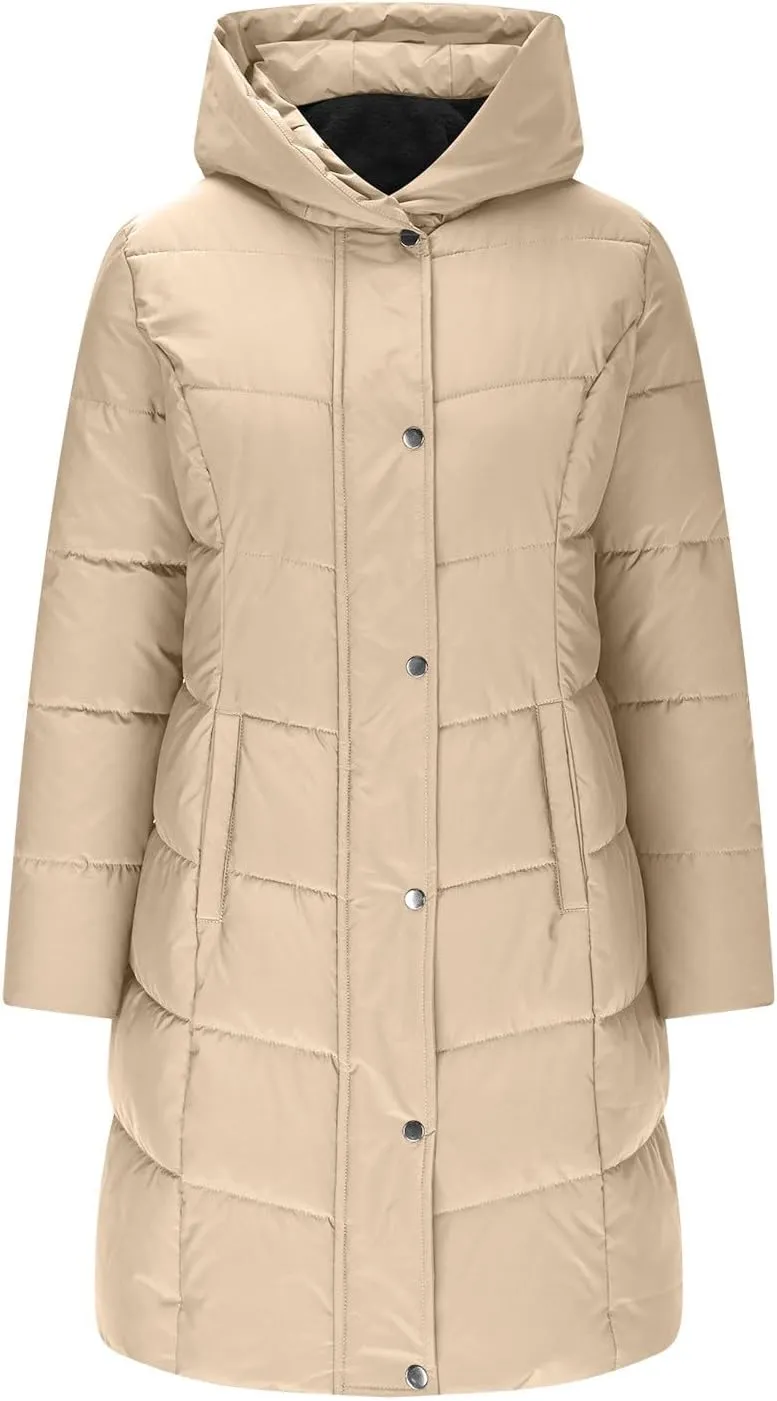 Women's Winter Jacket Plus Size Sherpa Fleece Lined Down Jacket Heavyweight Warm Parka Thicken Puffer Coat with Hood