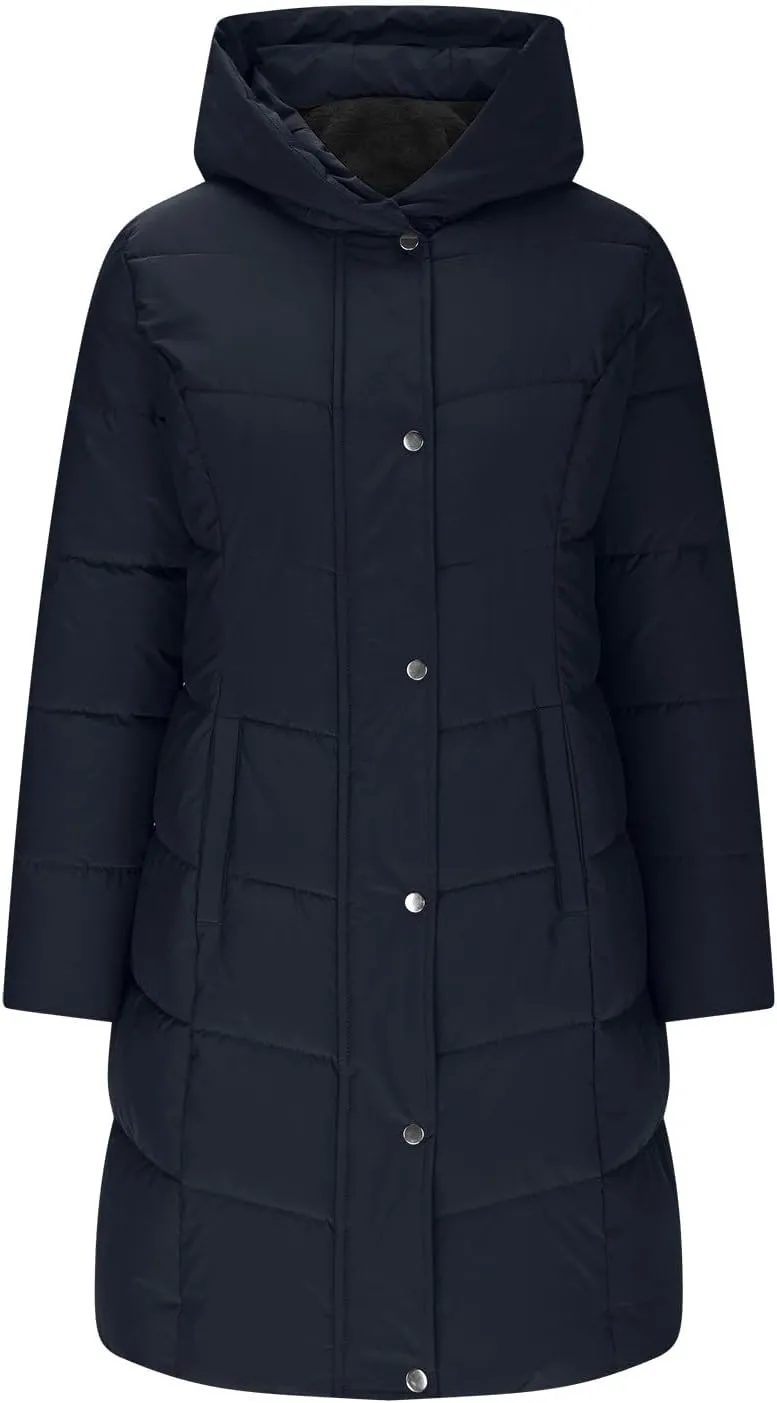 Women's Winter Jacket Plus Size Sherpa Fleece Lined Down Jacket Heavyweight Warm Parka Thicken Puffer Coat with Hood