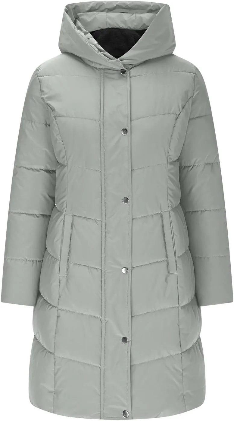 Women's Winter Jacket Plus Size Sherpa Fleece Lined Down Jacket Heavyweight Warm Parka Thicken Puffer Coat with Hood