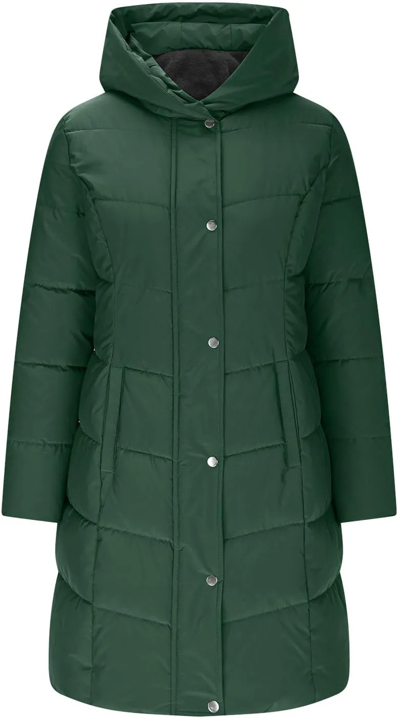 Women's Winter Jacket Plus Size Sherpa Fleece Lined Down Jacket Heavyweight Warm Parka Thicken Puffer Coat with Hood