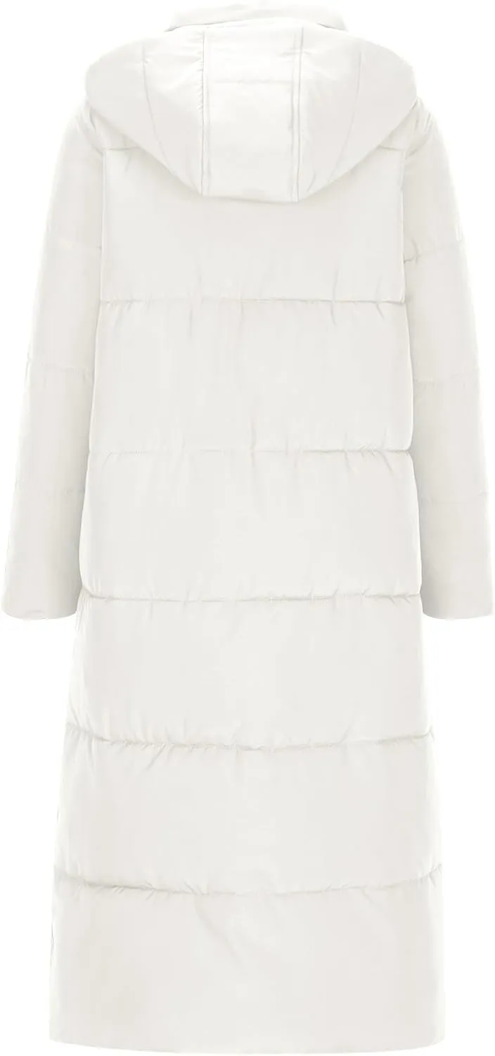 Women's Winter Long Puffer Coats Thicken Down Jackets Warm Padded Coat Zip up Quilted Jacket Casual Trendy Outerwear