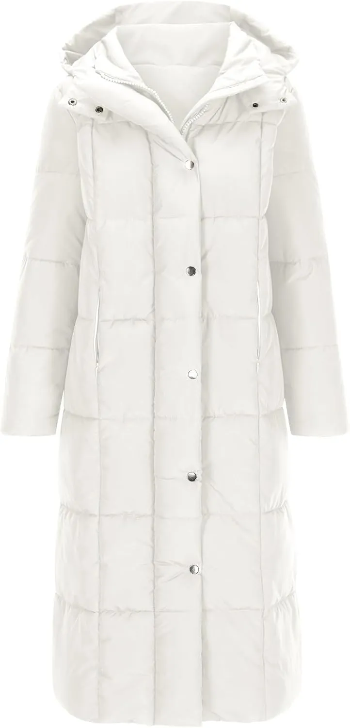 Women's Winter Long Puffer Coats Thicken Down Jackets Warm Padded Coat Zip up Quilted Jacket Casual Trendy Outerwear
