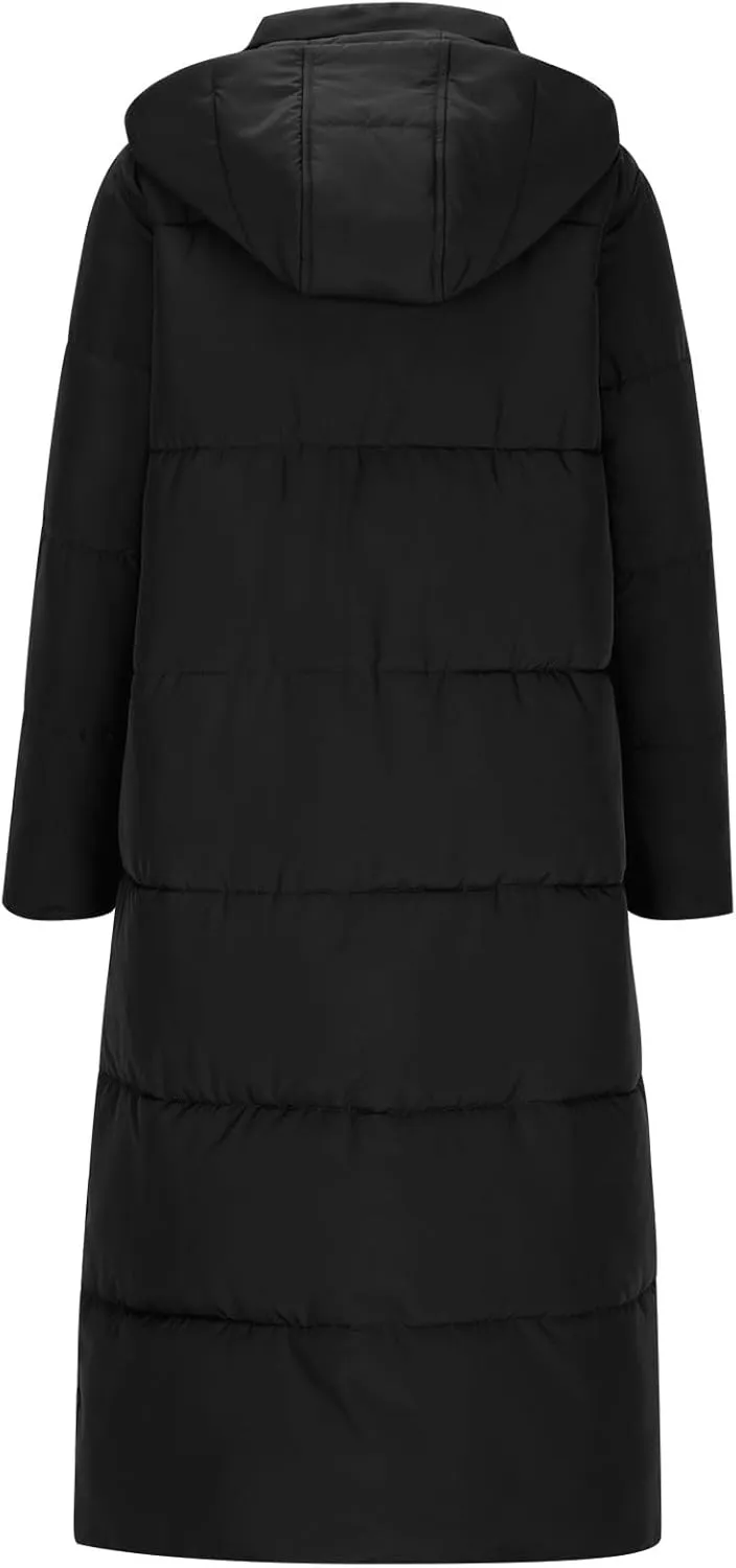 Women's Winter Long Puffer Coats Thicken Down Jackets Warm Padded Coat Zip up Quilted Jacket Casual Trendy Outerwear