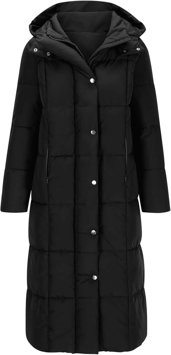 Women's Winter Long Puffer Coats Thicken Down Jackets Warm Padded Coat Zip up Quilted Jacket Casual Trendy Outerwear