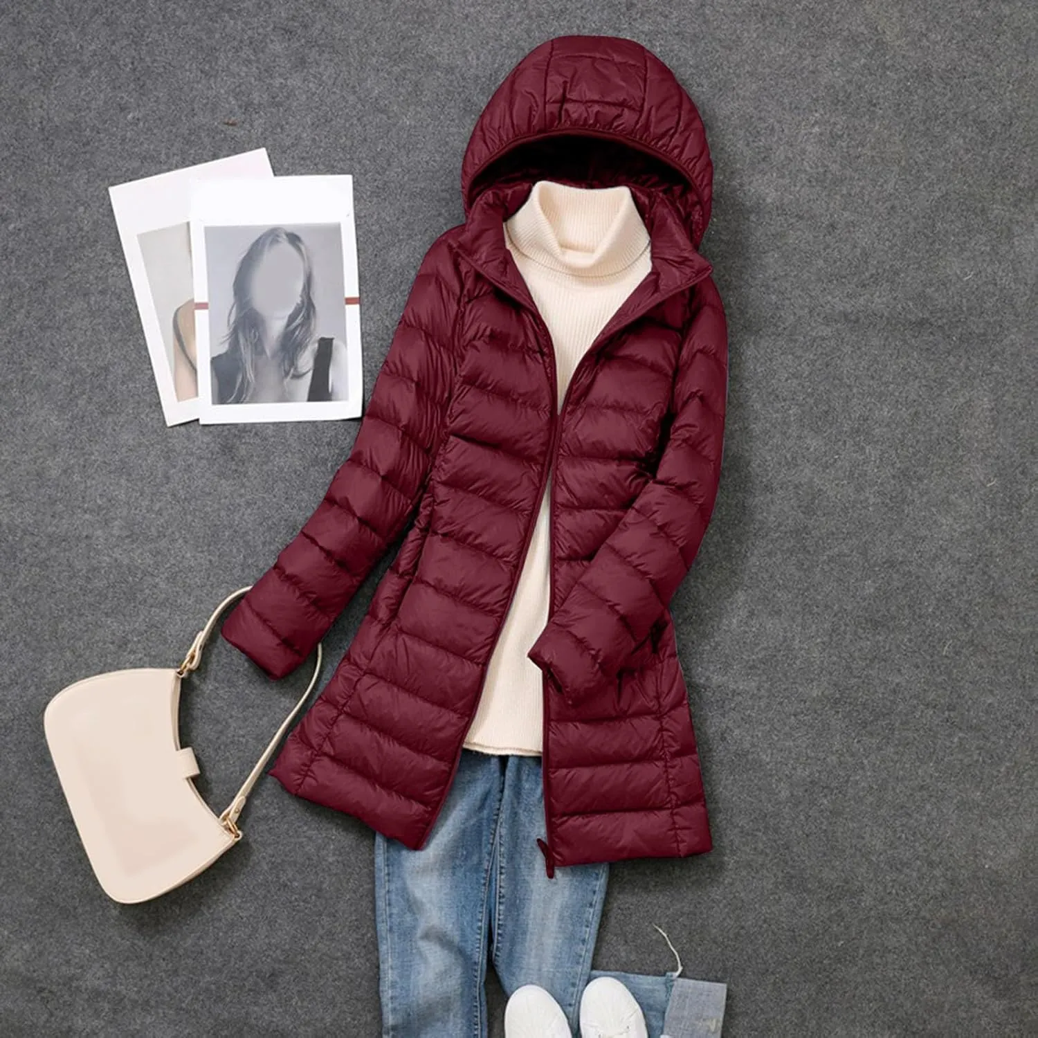 Womens Winter Long Puffer Jacket Lightweight Warm Packable Down Coat Casual Sport Quilted Outwear 2024 Outing Outfits