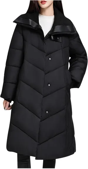 Women's Winter Plus Size Padded Coats Oversized Fashion Thicken Parka Down Jackets Loose Fit Lapel Puffer Trench Coat