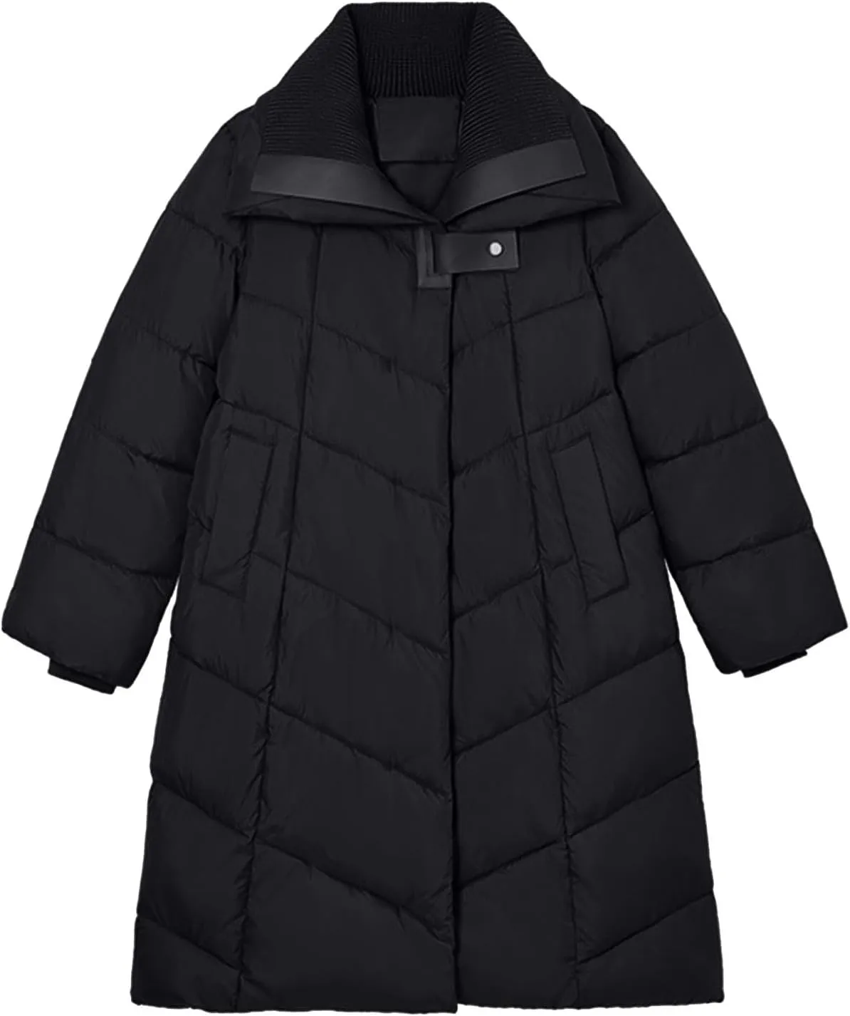 Women's Winter Plus Size Padded Coats Oversized Fashion Thicken Parka Down Jackets Loose Fit Lapel Puffer Trench Coat