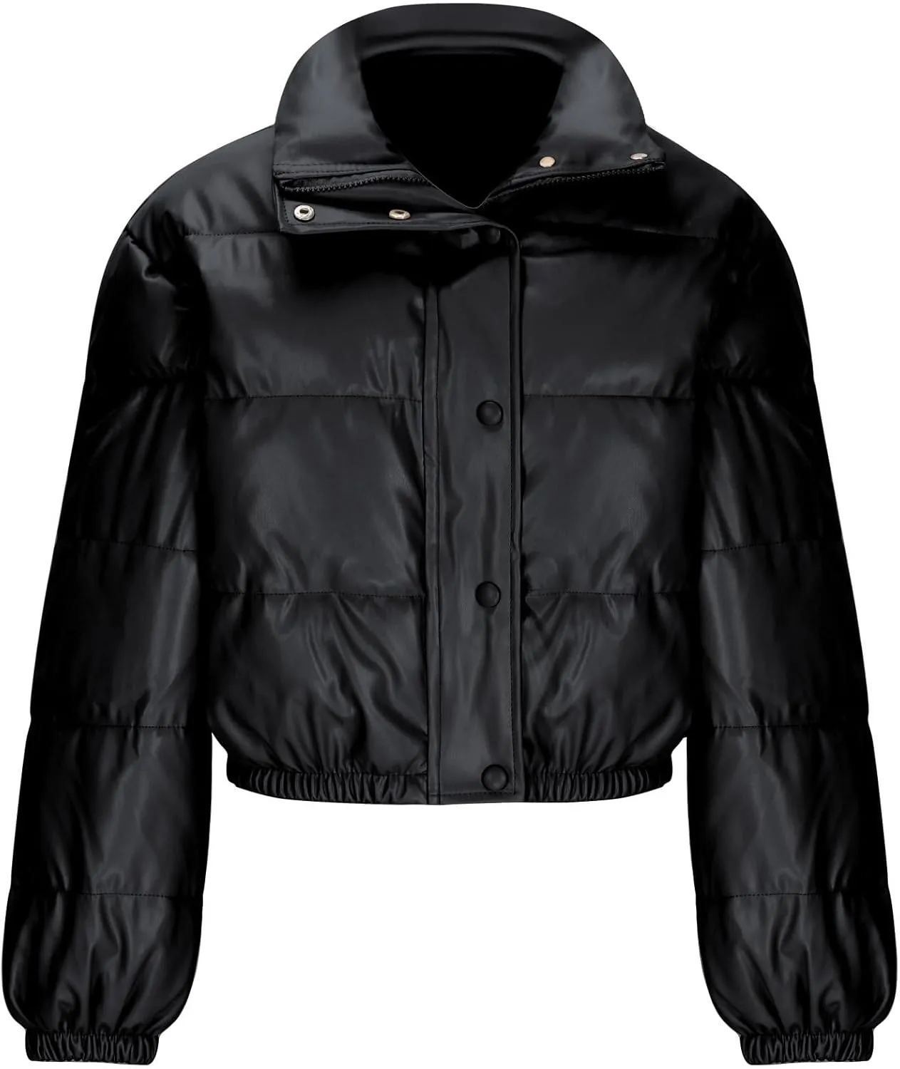 Women's Winter Stand Collar Coats for cold Weather Zip Puffer Jacket Baggy Short Padded Down Coats with Pockets