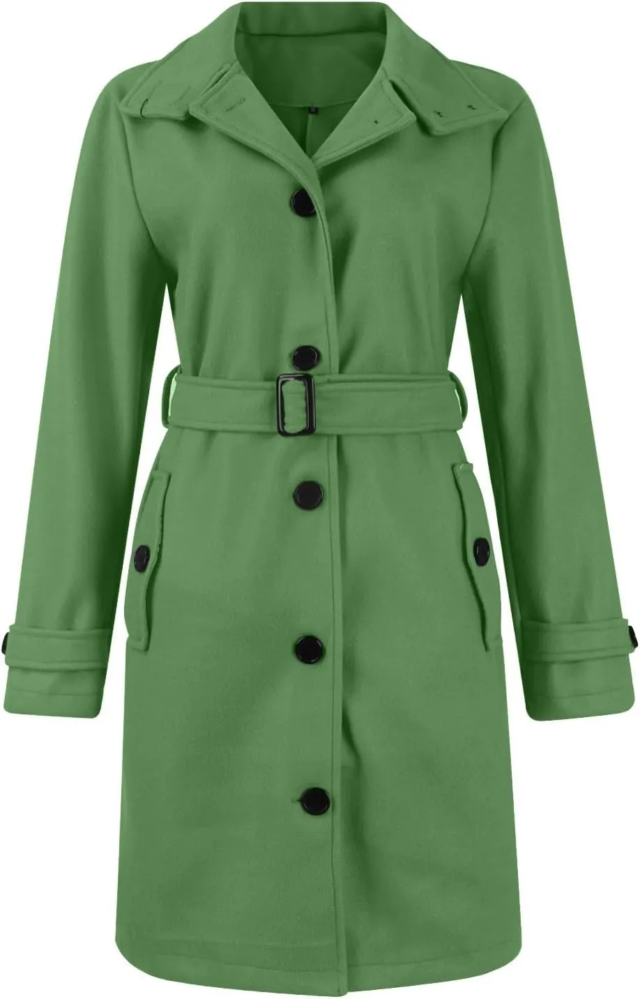 Women's Winter Warm Outerwear Overcoat Collar Mid-thigh A-line Single Breasted Overcoat Work Office Pea Coats
