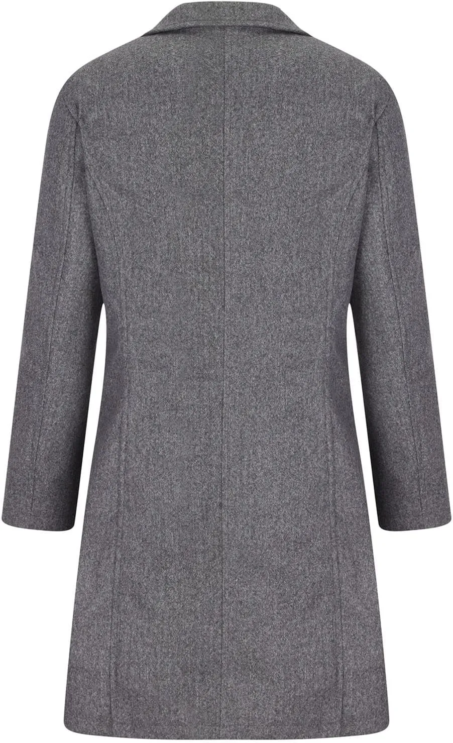 Women's Wool Blend Trench Coat Casual Single Breasted Pea Coat Thicken Stand Collar Mid Long Overcoat with Pocket